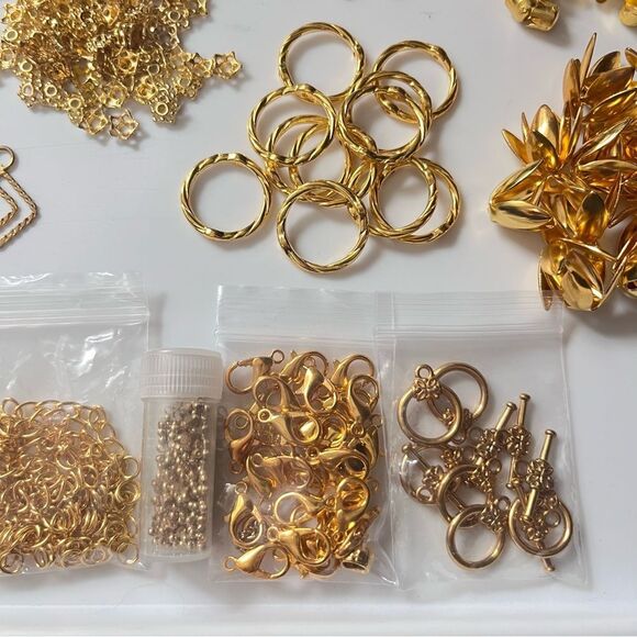 Gold Metal Jewelry Making Supplies Lot - Picture 6 of 8